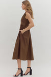 My Way Zip Front Midi Dress in Chocolate