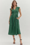 My Way Zip Front Midi Dress in Hunter Green