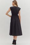 My Way Zip Front Midi Dress in Black