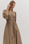 Mariana Zip Front Midi Dress in Mocha