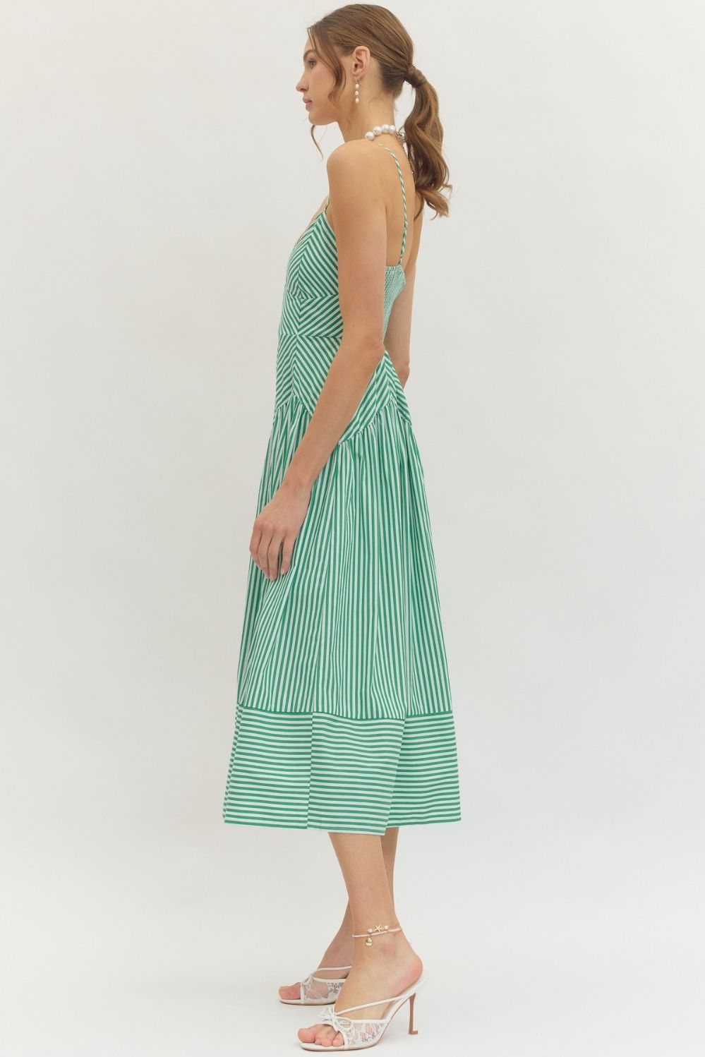 The Right Stripe Midi Dress in Green