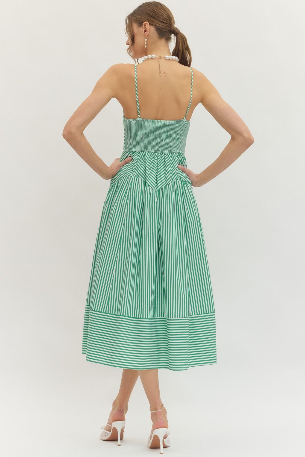 The Right Stripe Midi Dress in Green