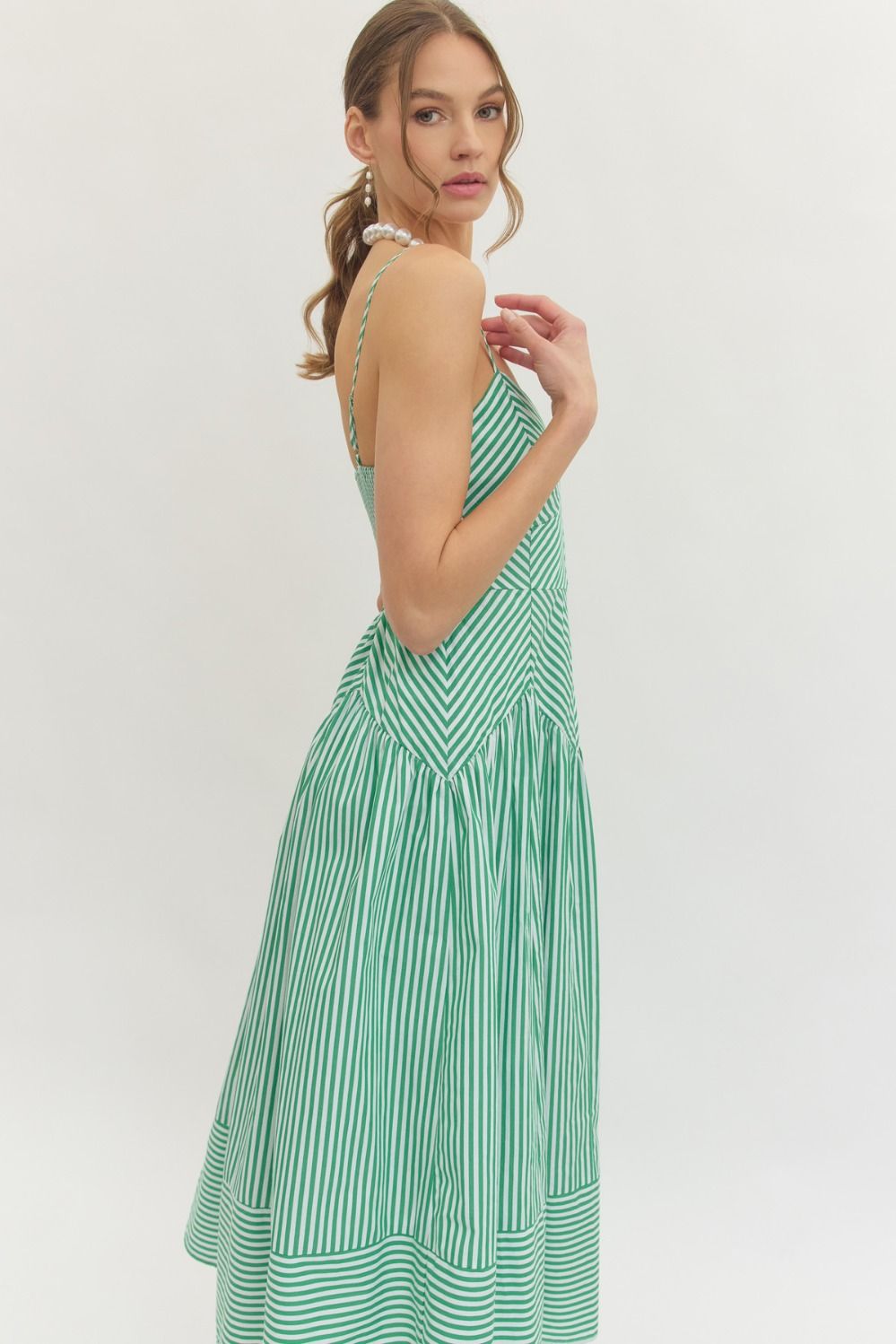 The Right Stripe Midi Dress in Green