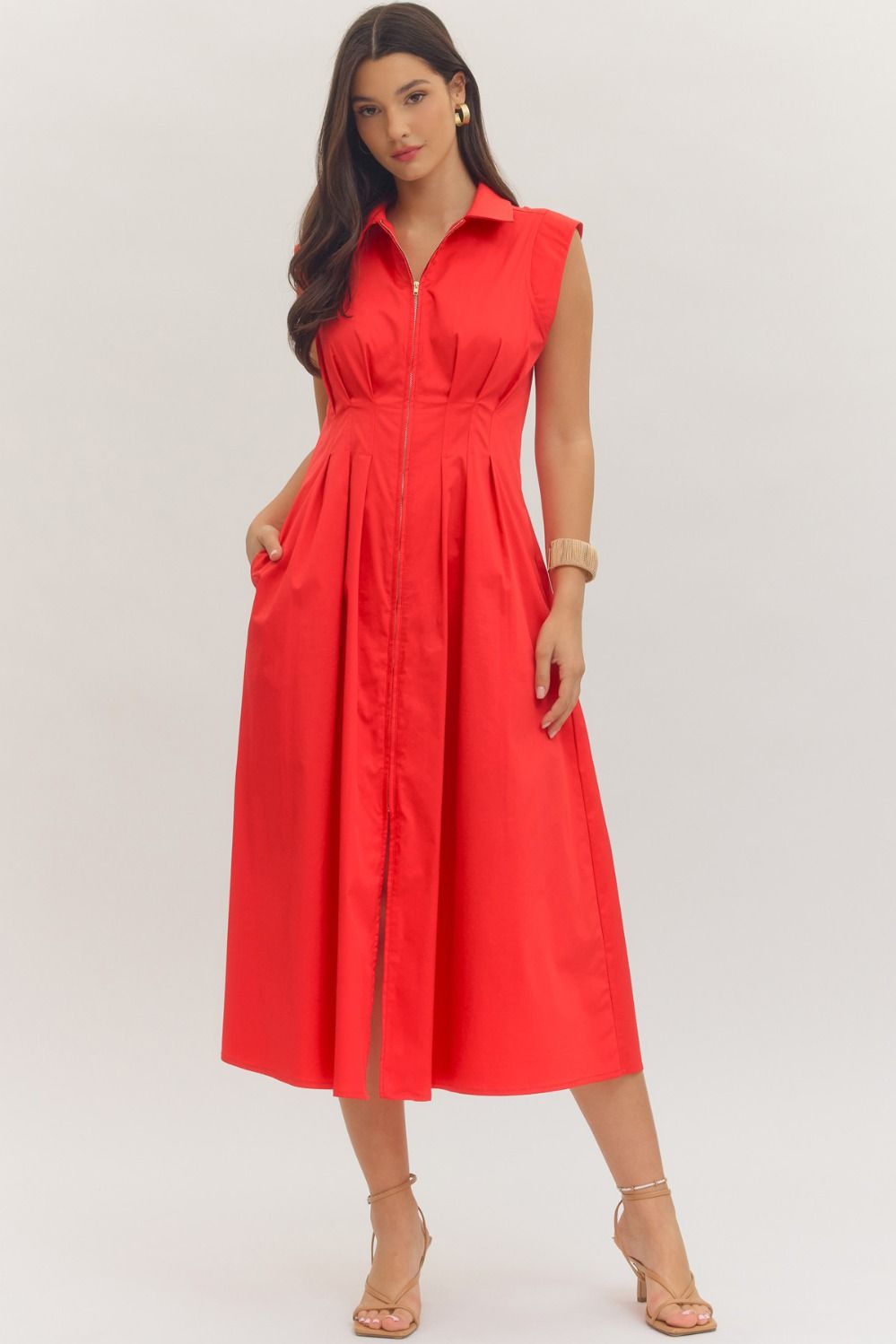 Zoey Zipper front Maxi Dress