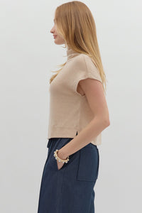 Aubrey Knit Mock Neck Top in Oatmeal