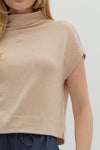 Aubrey Knit Mock Neck Top in Oatmeal