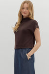 Aubrey Knit Mock Neck Top in Chocolate