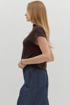 Aubrey Knit Mock Neck Top in Chocolate