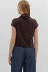 Aubrey Knit Mock Neck Top in Chocolate