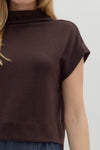 Aubrey Knit Mock Neck Top in Chocolate
