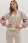 Embroidered Sleeve Blouse