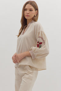 Embroidered Sleeve Blouse