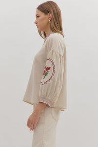 Embroidered Sleeve Blouse