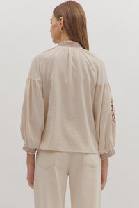 Embroidered Sleeve Blouse