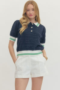 Court Side Polo Top in Navy