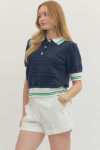 Court Side Polo Top in Navy
