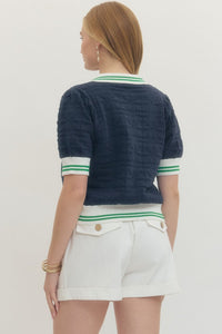 Court Side Polo Top in Navy