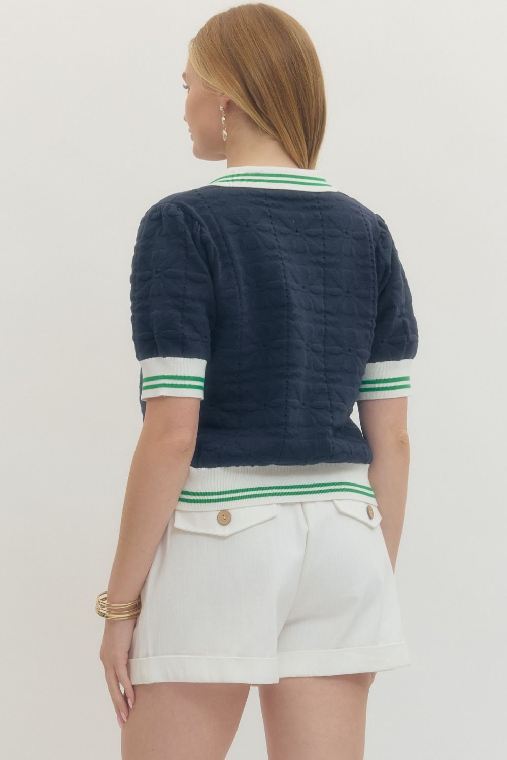 Court Side Polo Top in Navy