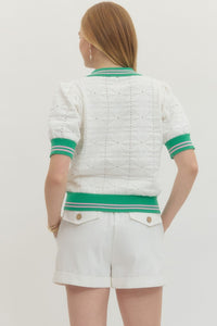 Court Side Polo Top in Cream