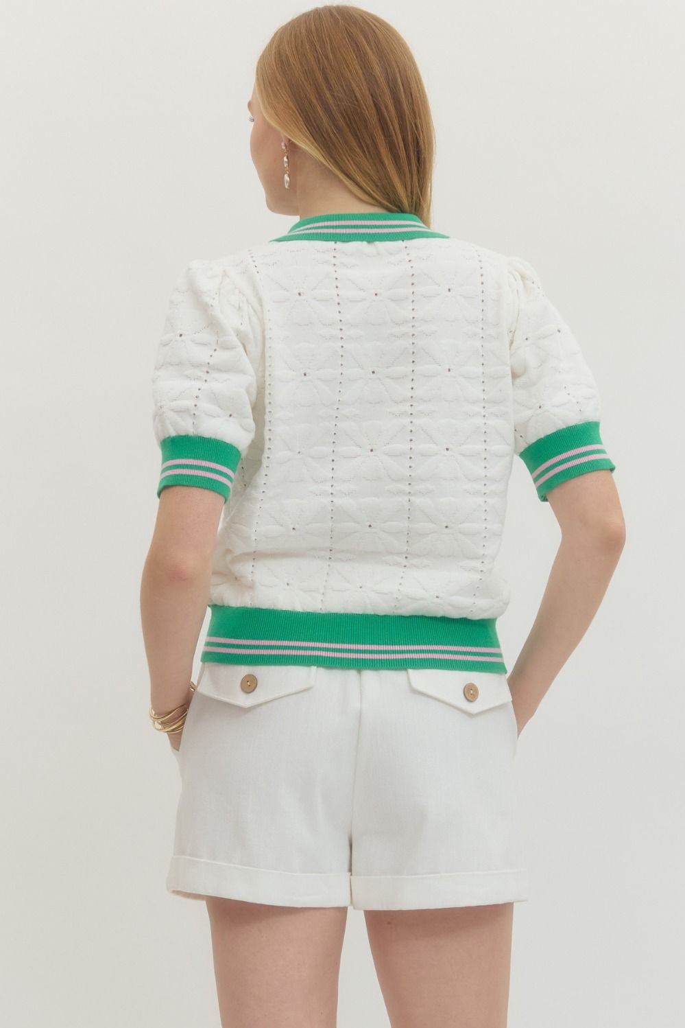 Court Side Polo Top in Cream