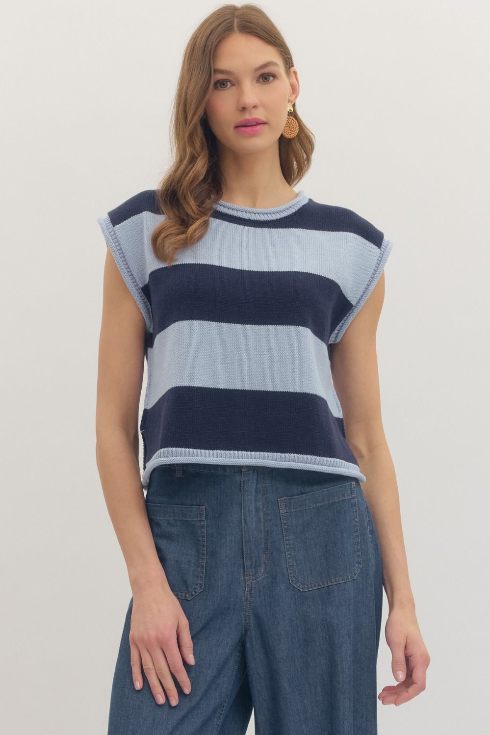 Striped Summer Sweater in Navy