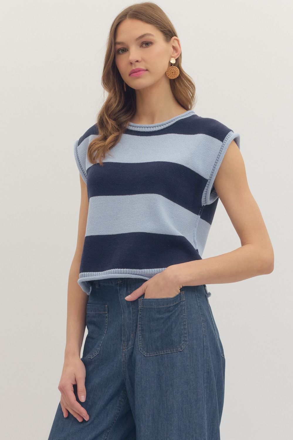 Striped Summer Sweater in Navy