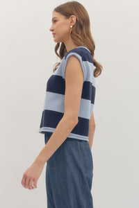 Striped Summer Sweater in Navy