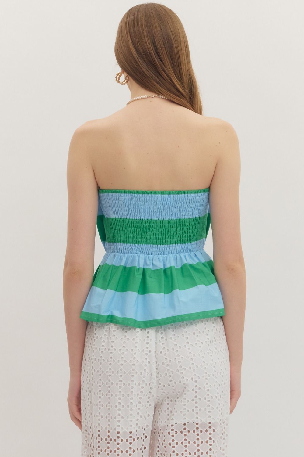 Hamptons Striped Tube Top in Green