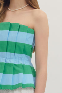Hamptons Striped Tube Top in Green