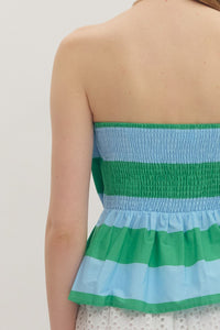 Hamptons Striped Tube Top in Green