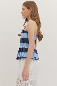 Hamptons Striped Tube Top in Navy