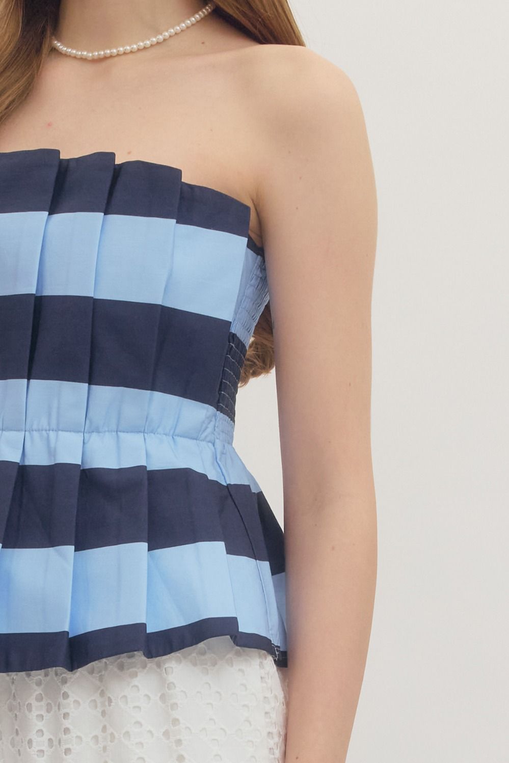 Hamptons Striped Tube Top in Navy