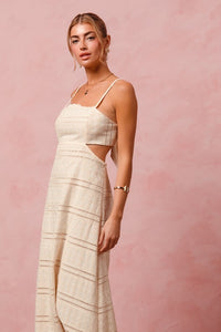 Aryn Geometric Shape Eyelet Lace  Maxi Dress