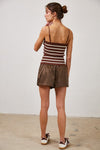 Striped Tube Top With Removeable Straps Chocolate