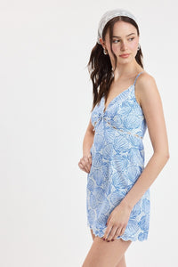 Seashell Scallop V-Neck Mini Dress