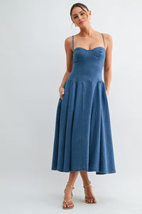 Denim Corset Midi Dress