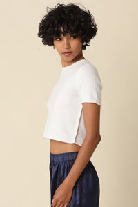 Capri Knit Crop Tee in Ivory