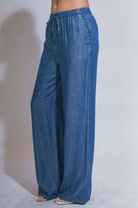 Sunday Stroll Tencel Wide Leg Pants in Blue