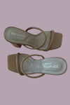 Double Take Double Strap Vegan Camel Leather Heel