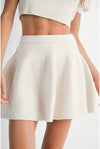 Two Piece Sweater Set Mini Skirt and Cropped Puff Sleeve Sweater