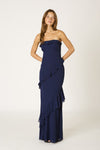 Belle of the Ball Ruffle Maxi Dress in Navy