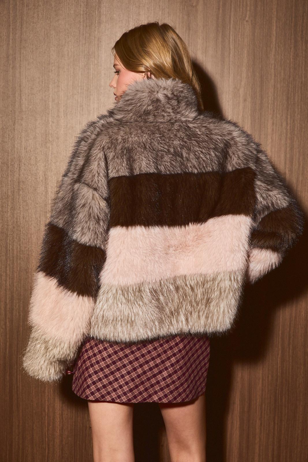 Zia Color Block Fur Jacket