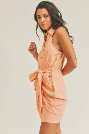 Stuck on You Button front Dress in apricot FINAL SALE